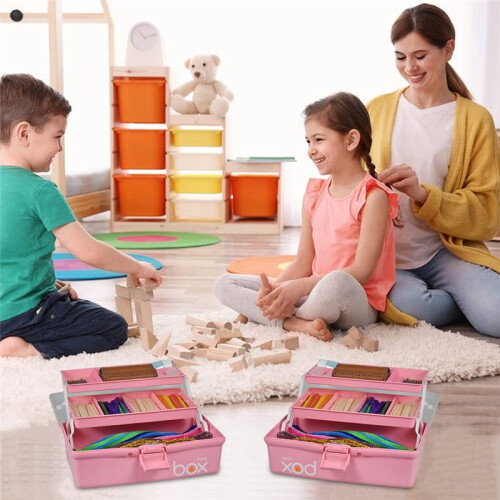 12in Three-Layer Multipurpose Storage Box, Folding Tool Box/Art & Crafts Case/Sewing Supplies Organizer 2