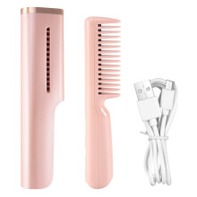 Electric Cordless Hair Straightener and Curling 2 in 1 Dry Comb USB Charging Hot Straightening
