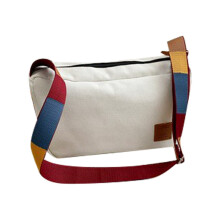 Women Korean Fashion Casual Leisure Zip Shoulder Tote Canvas Bag Women Girls Bag Canvas Bag(White)