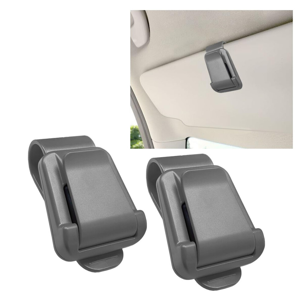 2 Pack Car Visor Sunglass Holder And Sunglasses Clip, Scratch Onehanded Organizer For Auto Truck Suv (Grey) Grey