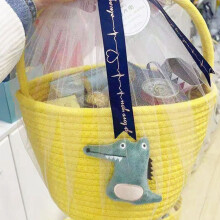 Cartoon Storage Basket Gift Hamper Cotton Rope Woven Basket Hand-Held Gift Basket Kawaii Alligator Present Home Decor-B