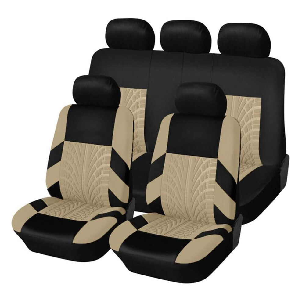 Car Seat Covers For Fiat 500 Full Set, Breathable Mesh Fabric, Allseason Comfort, Universal Fit Beige 9330225989080