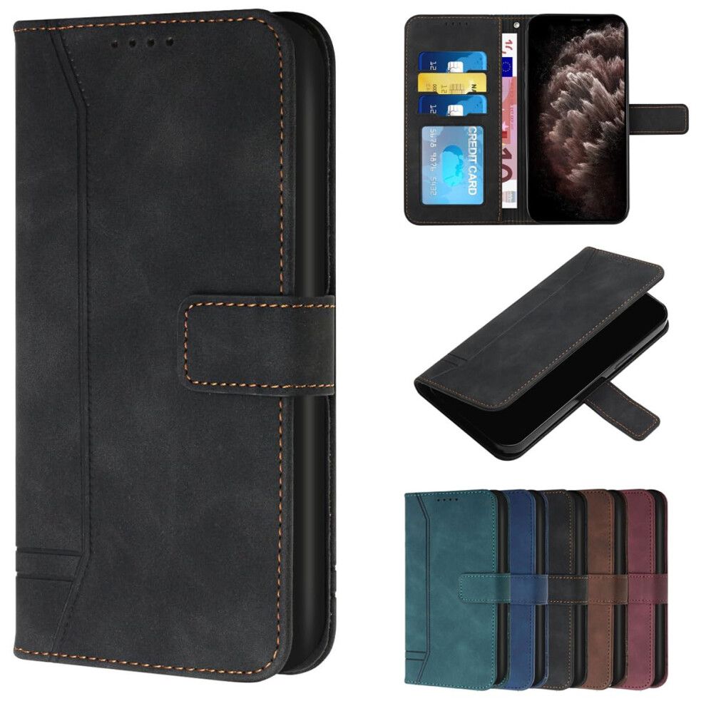 Leather Wallet Flip Case With Card Slots, Magnetic Closure And Shockproof Kickstand Â For Realme P1 5G Black 9073542704874