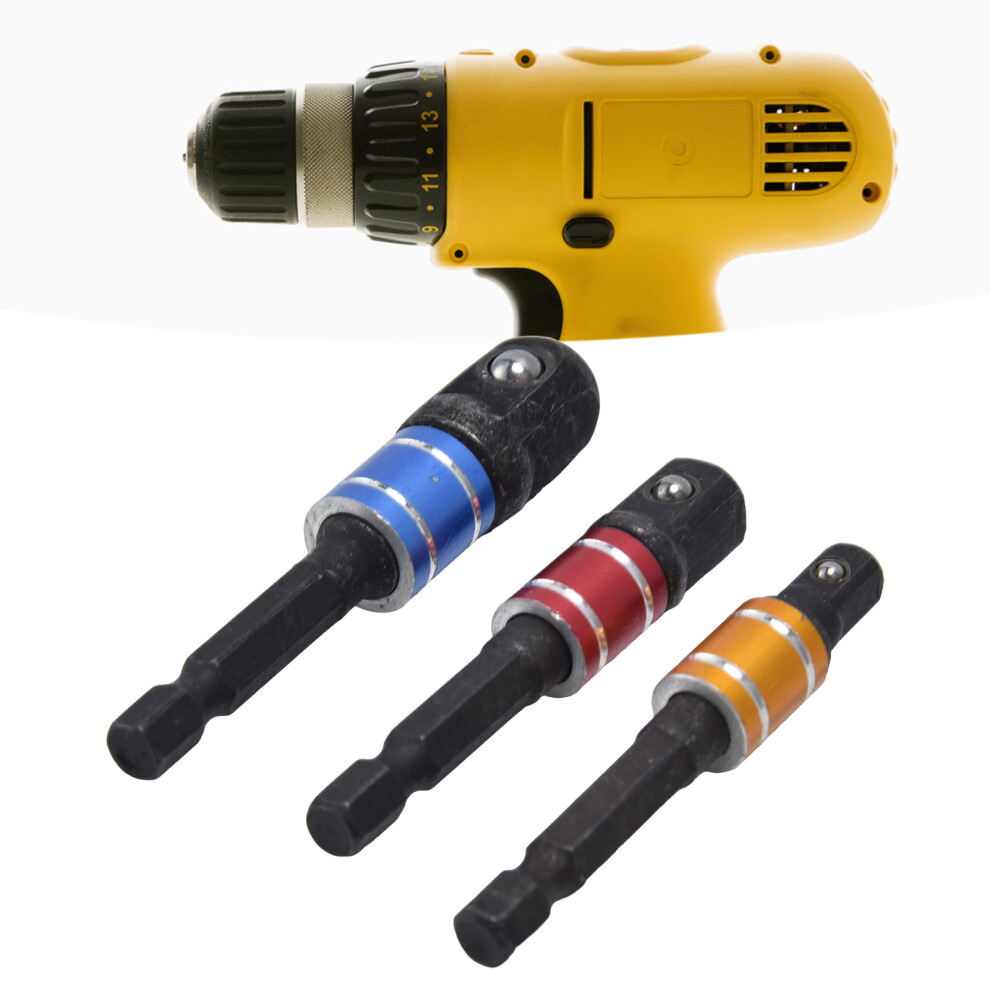 1/4In Hex Shank Socket Adapter Set, Chrome Vanadium Steel, Multiple Colors 9351390578343