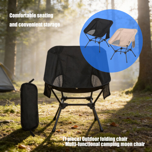 Ergonomic Outdoor Folding Chair Iron Construction-Black 2