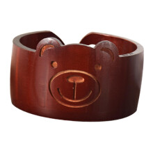 Knitting Yarn Bowl Red Wooden Bear Design Tangle Holder with Thread Hole Gift for Crochet