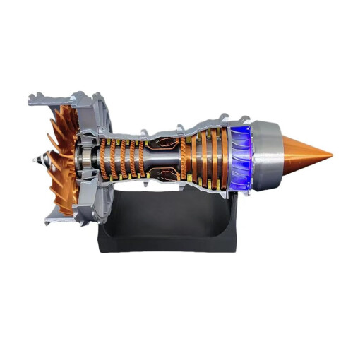 Jet Engine Model Kit with Transparent Motorized Turbofan, LED Light, Educational Assembly Gift 1