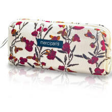 Cute Pencil Case for Girls with Bow and Flower Pattern Aesthetic Makeup Pouch Cosmetic Bag