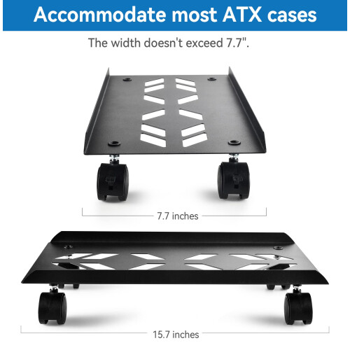 Small PC Tower Stand with Rolling Caster Wheels, Heavy Duty CPU Stand Riser for Gaming PC Under Desk 2