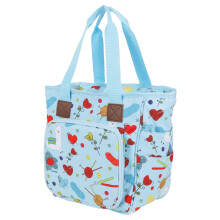 Small Blue Knitting Bag with MultiPocket Organizer for Crochet Hooks and Yarn Storage