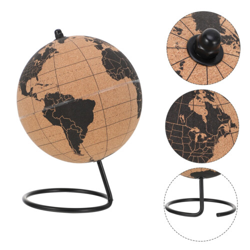 Cork Globe with Solid Stand Decorative Desktop World Globe for Office and Home Travel Planning 2