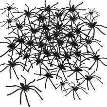 100 Pack Black Plastic Halloween Spiders with Realistic Spooky Appearance for Party Decor