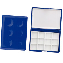 12 Wells Plastic Paint Storage Box with Lid For Acrylic-Blue 1