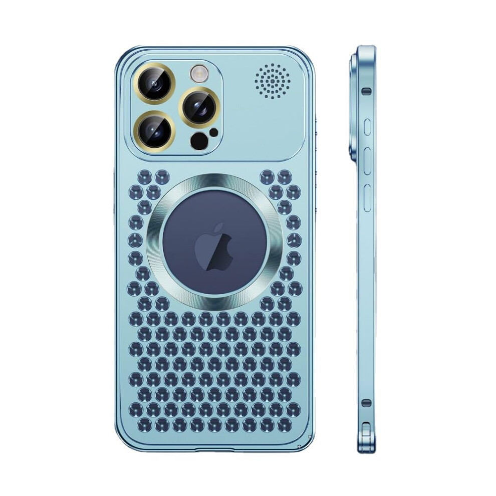Slim Aluminum Magnetic Case With BuiltâIn Aromatherapy Chamber For Magsafe Compatible Iphone 16 Pro Blue 9092120188387