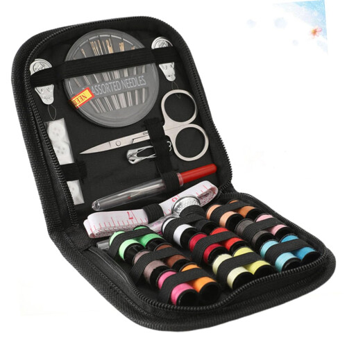 Black Sewing Needle Case with Secure Closure, Compact Storage Kit for Travel and Home Use 1