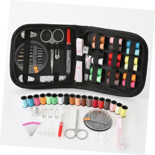 Black Sewing Needle Case with Secure Closure, Compact Storage Kit for Travel and Home Use 2
