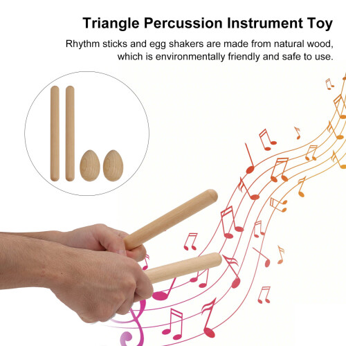Wooden Triangle Percussion Set for Kids, Educational, Rhythmic Toy 2