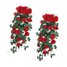 Beautiful Artificial Rose Vine Wall Decoration For Living-Red