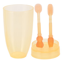 Baby Toddler Silikonzahnbürste mit sanftem Zahnfleischreiniger und Zungenwasser