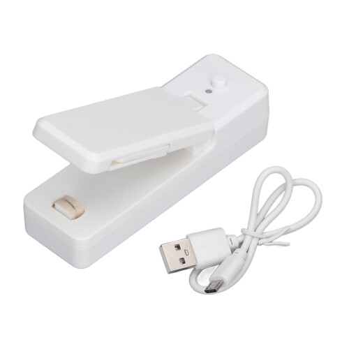 Mini Bag Sealer with Magnet, USB Charging, White, 11x3.5x5cm 1