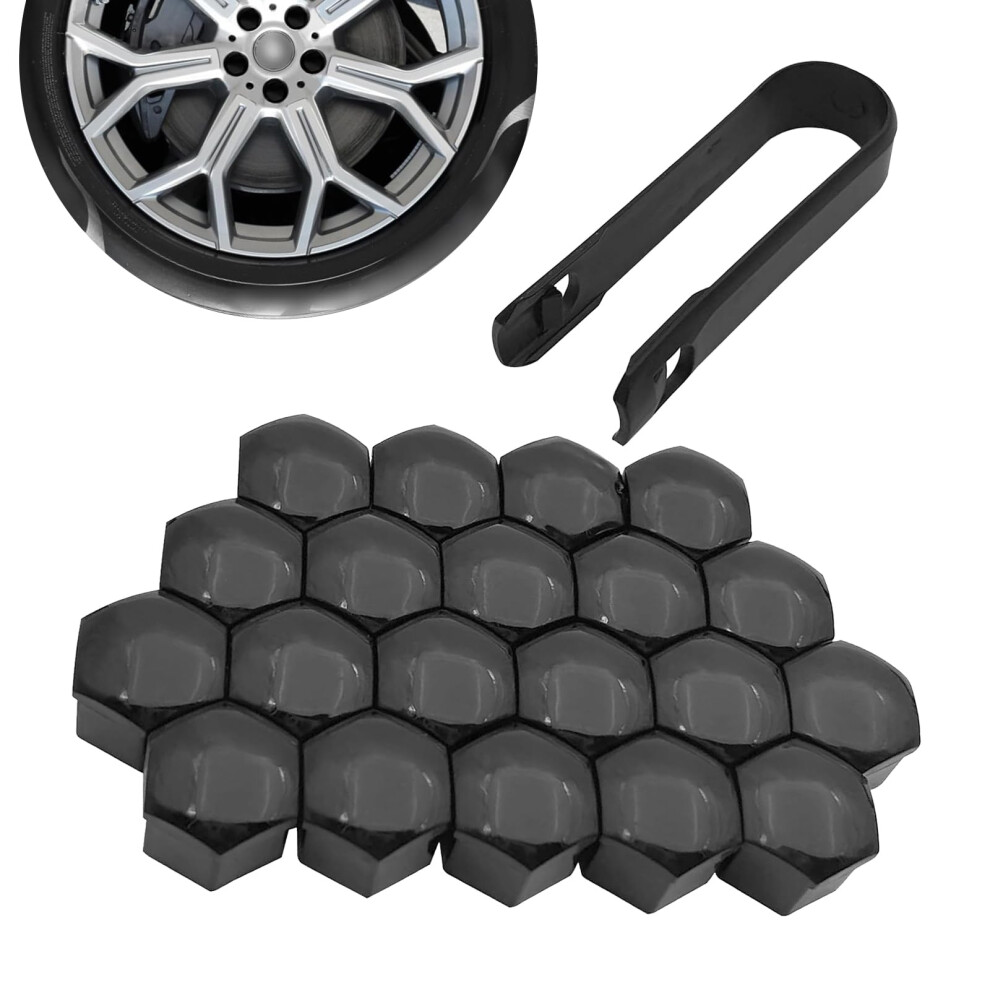 20Pcs 21Mm Lug Nut Covers Hexagonal Wheel Nut Caps With Removal Tool For Cars Black 9092120712254