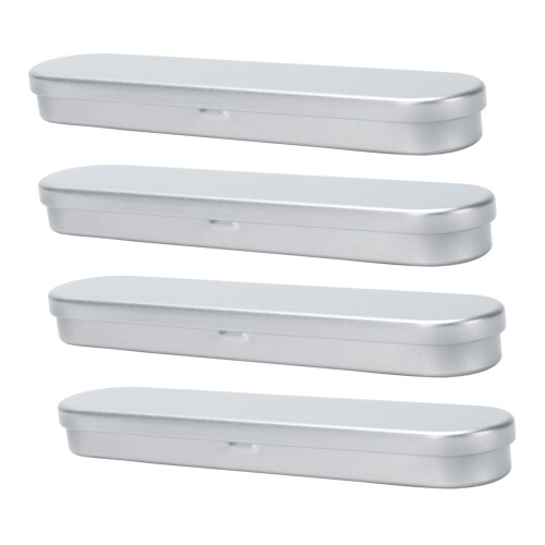 4 Pack Square Metal Pen Box with Protective Sponge Interior for Office and School Storage