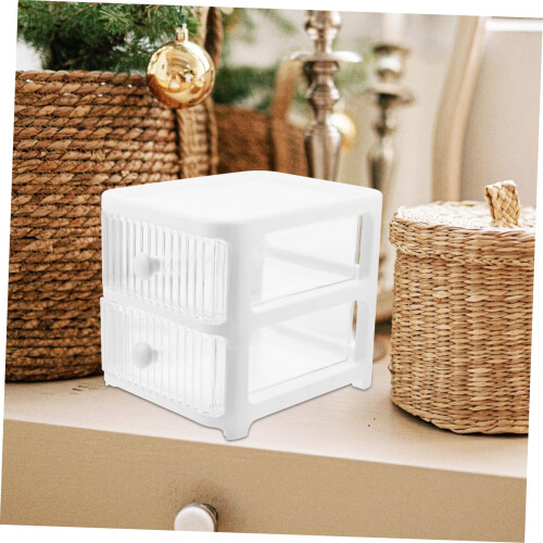 Makeup Organizer Desktop Cosmetic Storage Box with Drawers Compact Design White 1