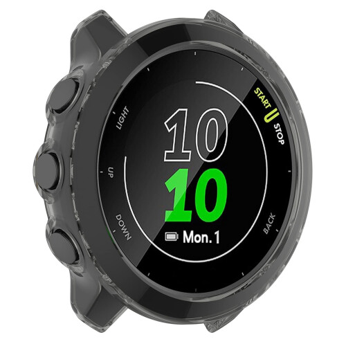 TPU Protective Cover Slim Scratch‑Resistant Transparent Black Shell Case for Garmin Forerunner 55 1