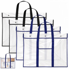 4 Pack Large Transparent PVC Poster Storage Bag with Pocket, 31.5x25.5 Art Portfolio Case for Classroom Charts