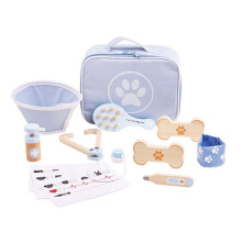 Brinquedo educativo - BIGJIGS - Conjunto veterinário - 12 peças - Madeira de alta qualidade - Sem plástico