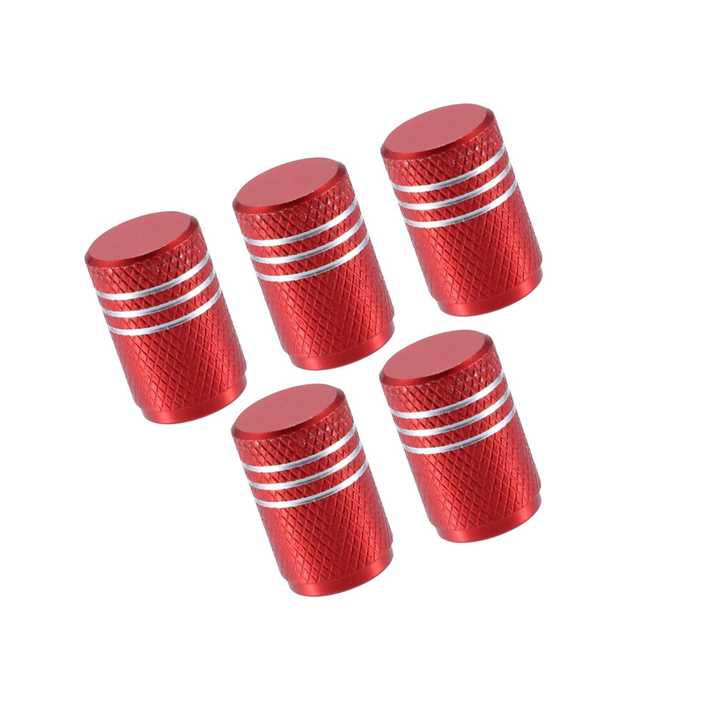 5Pcs Tire Valve Stem Caps For Car And Bike Wheels, Dustproof Universal Fit Red 9092120714463