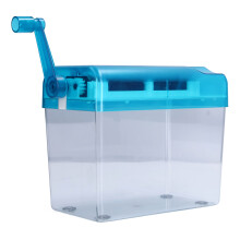 Mini Blau ABS Platzsparender manueller Shredder 2 Blatt, 1L Fassungsvermögen