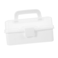 Sewing Storage Box DoubleLayer Foldable Organizer with Handle for Sewing Supplies White