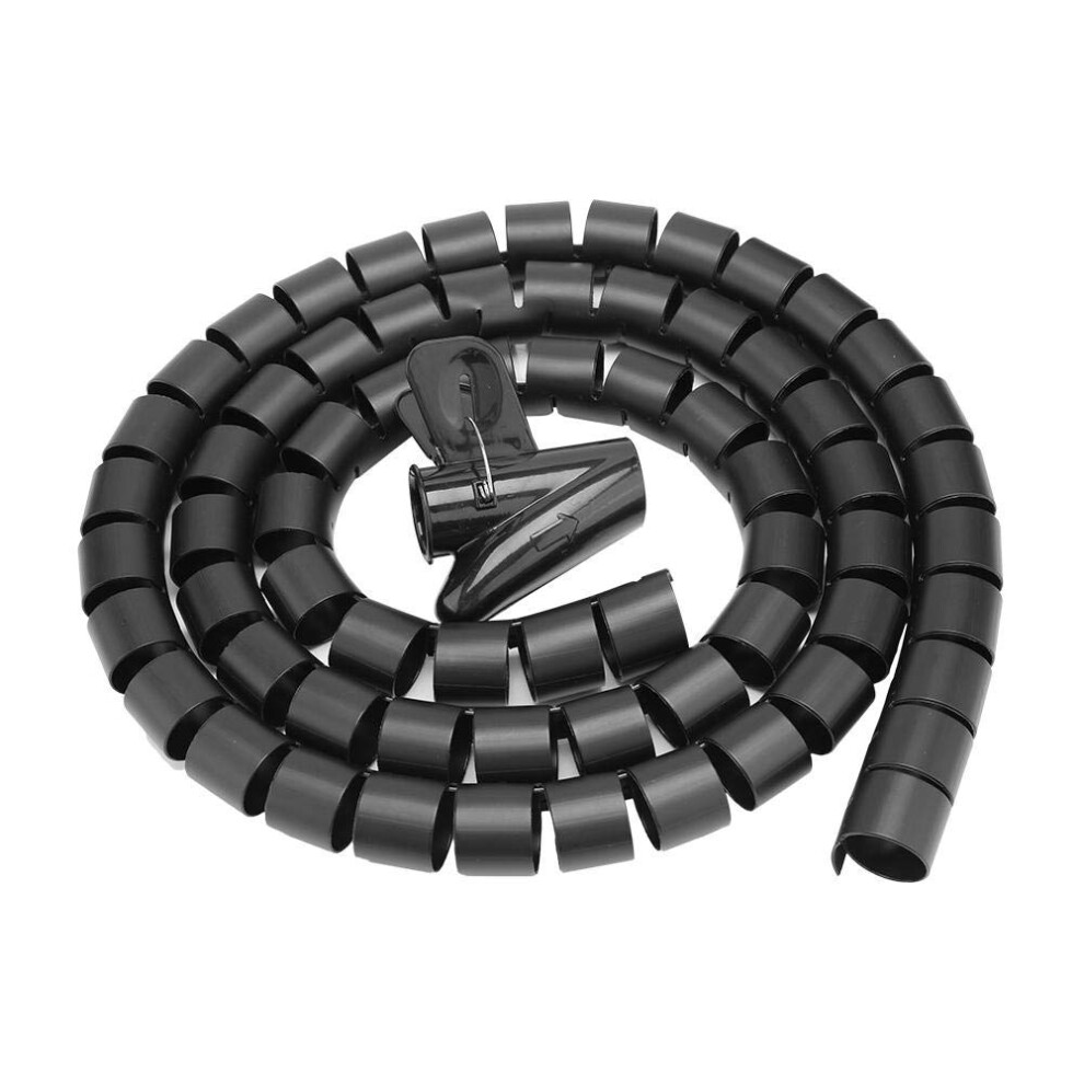 Cable Management Sleeve Black 1.5M 22Mm Flexible Spiral Wrap Tube Cord Protector For Desk And Home 9330225990895