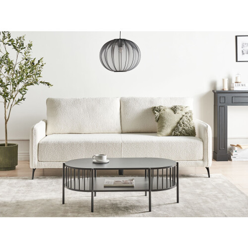 Beliani Sofa Bed 3 Seater HEMING Boucle Off-White 1