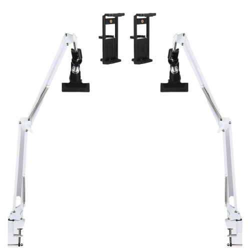 2-Piece White Adjustable Embroidery Hoop Stand for Handiwork, 3-in-1 Hoop/Tablet/Desktop Stand, 360 Rotatable