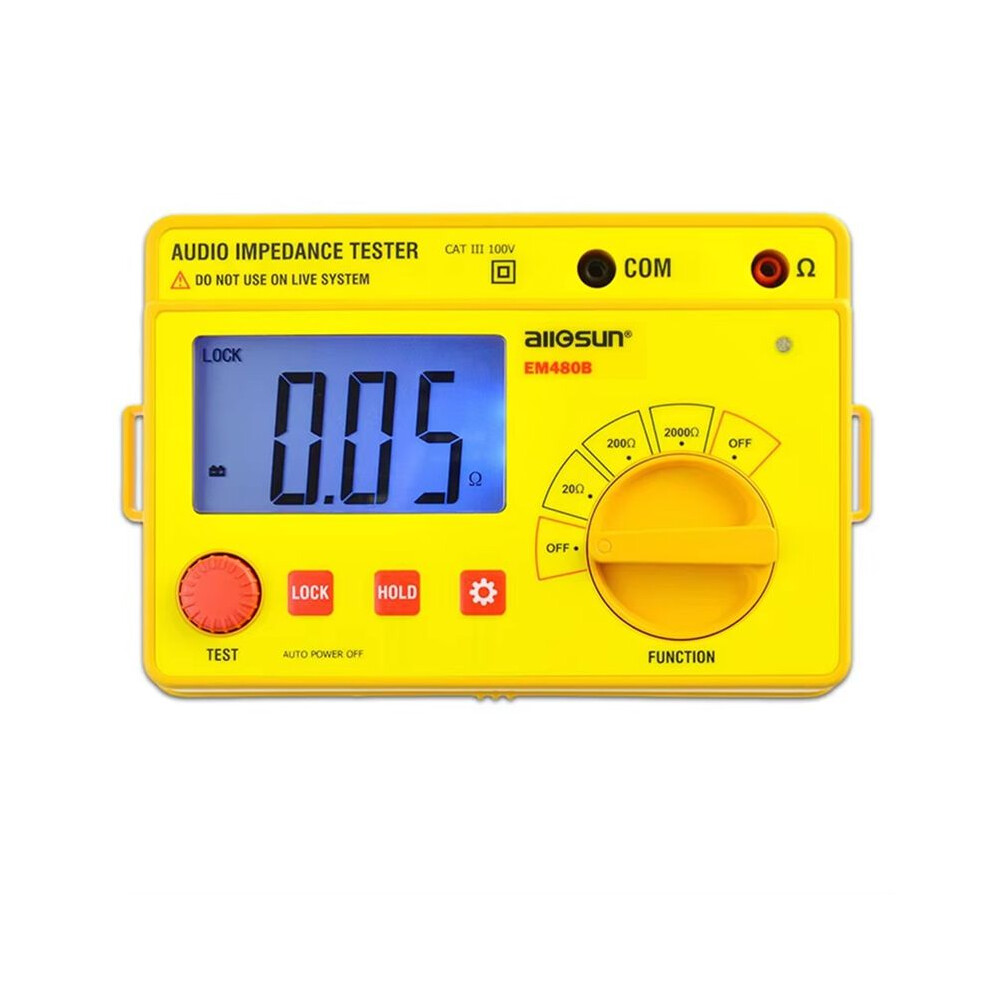 All Sun Em480b Audio Impedance Tester Portable Catiii Test Ranges 20/200/2000 Resistance Meter 1Khz Timer Function Data Hold 6032146224068