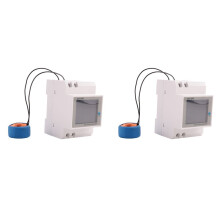 2X Digital Single Phase AC 40-300V 100A Din Rail 6 in 1 Voltmeter Ammeter Watt Kwh Frequency Meter 110V(External CT)