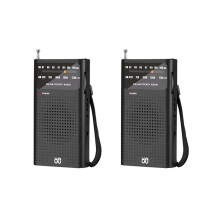 2X Radio PortáTil AM/FM All Band Stereo Weather Pocket Radio Receptor para Anciano Caminar Senderismo Camping