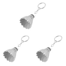 3X Keychain Handbag Split Ring Plastic Key Ring Badminton Decoration White
