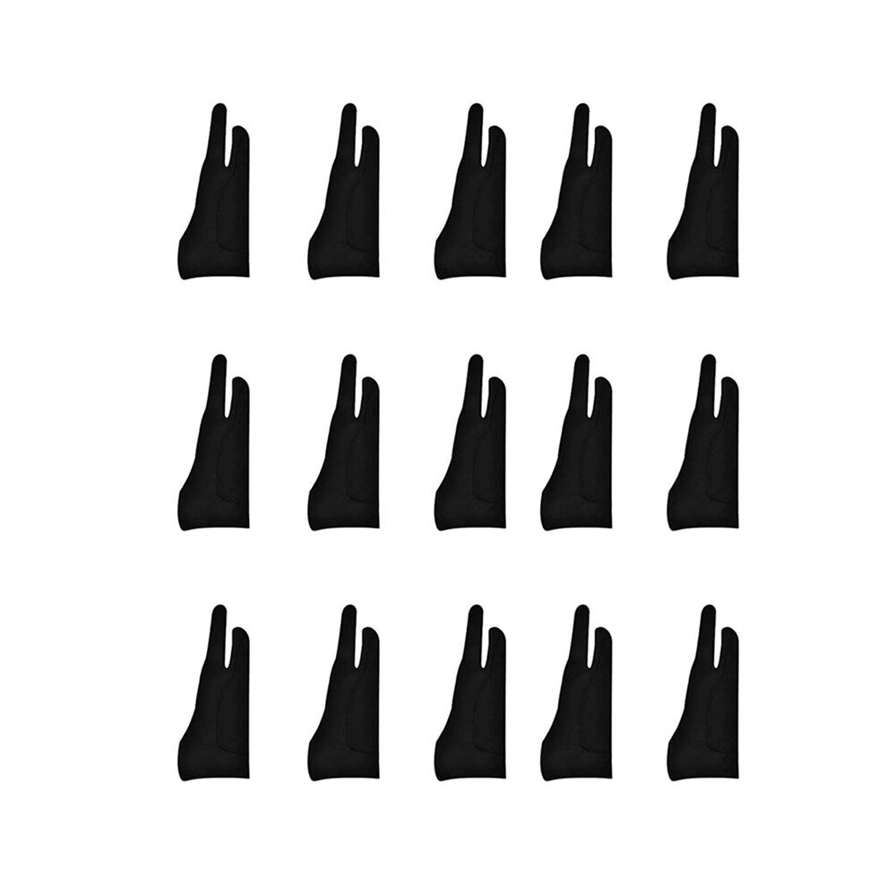15 Pack Artist Gloves for Tablet Digital Drawing Glove Two Fingers Thicken  Rejection Glove for  Pad (M)