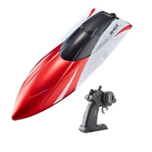 Rc Boat 2.4G Dual Timone Motore Impermeabile Barca Ad Alta Velocità Giocattoli Regalo per Bambini Bambini Modello Giocattolo Telecomando Nave-Rosso