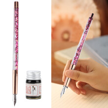 Durable Blue Glass Dip Pen with Ink Calligraphy Kit - Portable Decorative