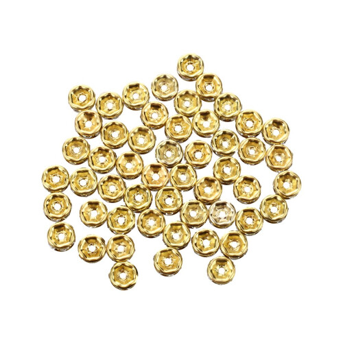 Stock 50 perline perle oro dorate 6mm con strass