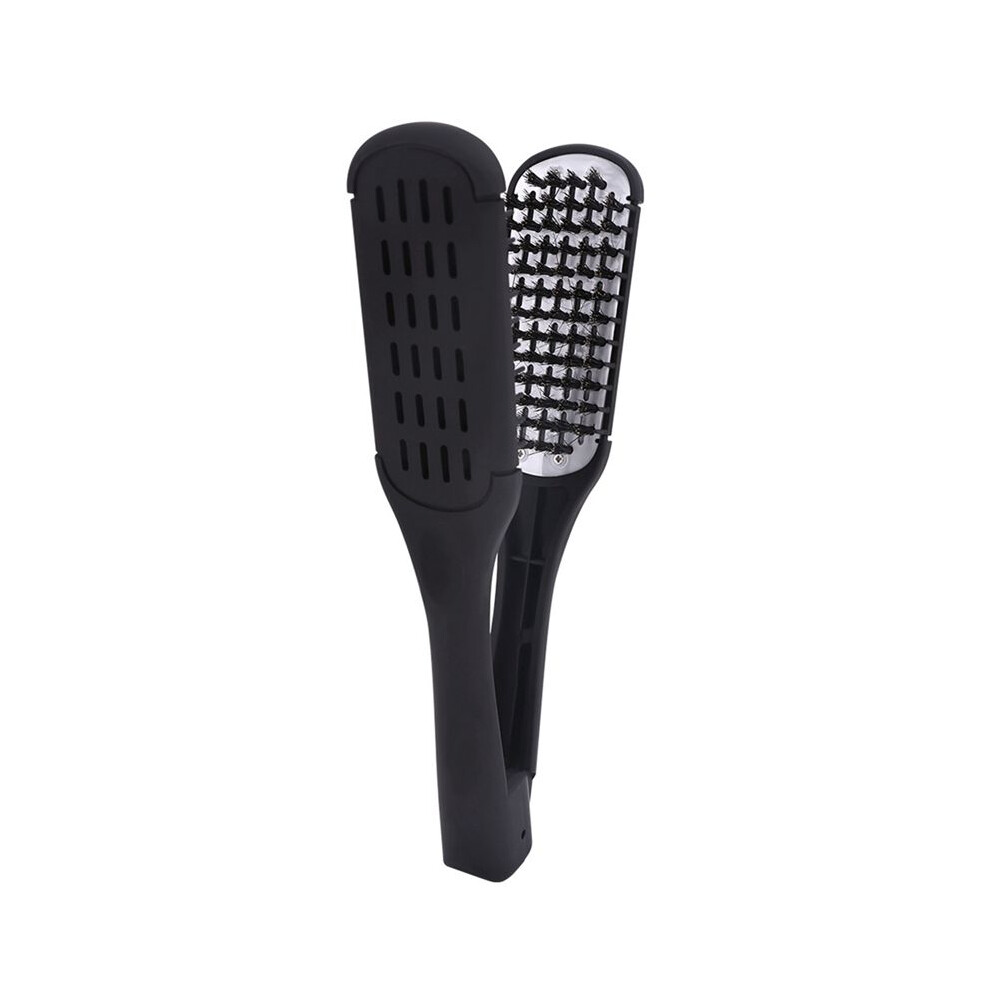 Tlily Unisex Black Boar Bristle Double Sided Brush Comb Clamp Anti-Static Hair Straightener Tool Comb Hair Splint Comb,