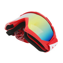 Rote Rahmen Motorradbrille mit PC-Glas, Schwamm, verstellbarer Passform