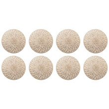 8PCS Round Placemats Restaurant Hollow PVC Decoration Meal Mat Anti-Hot Dining Table Mat Steak Plate Pad Golden