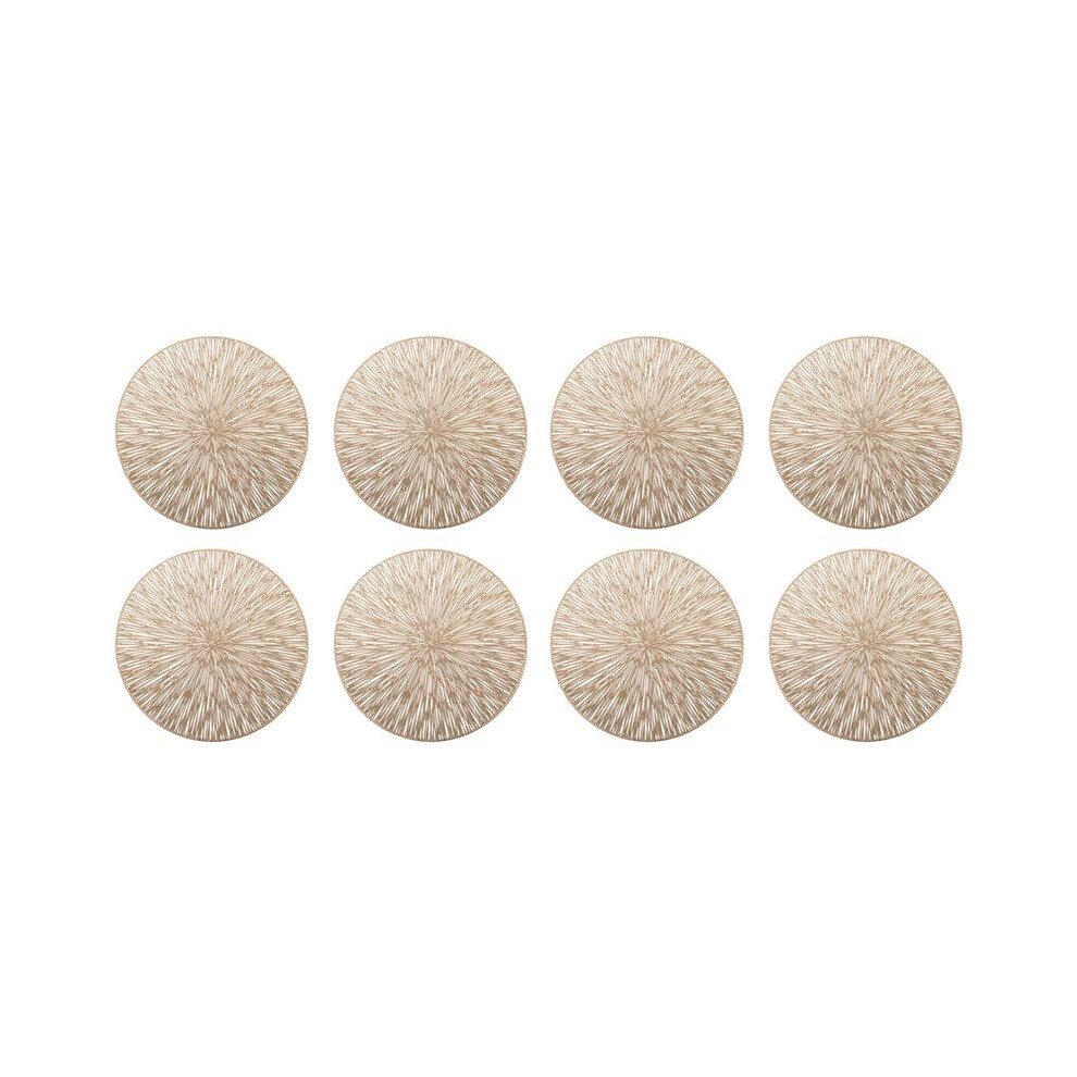 Brecantia 8Pcs Round Placemats Restaurant Hollow Pvc Decoration Meal Mat Anti-Hot Dining Table Mat Steak Plate Pad Golden