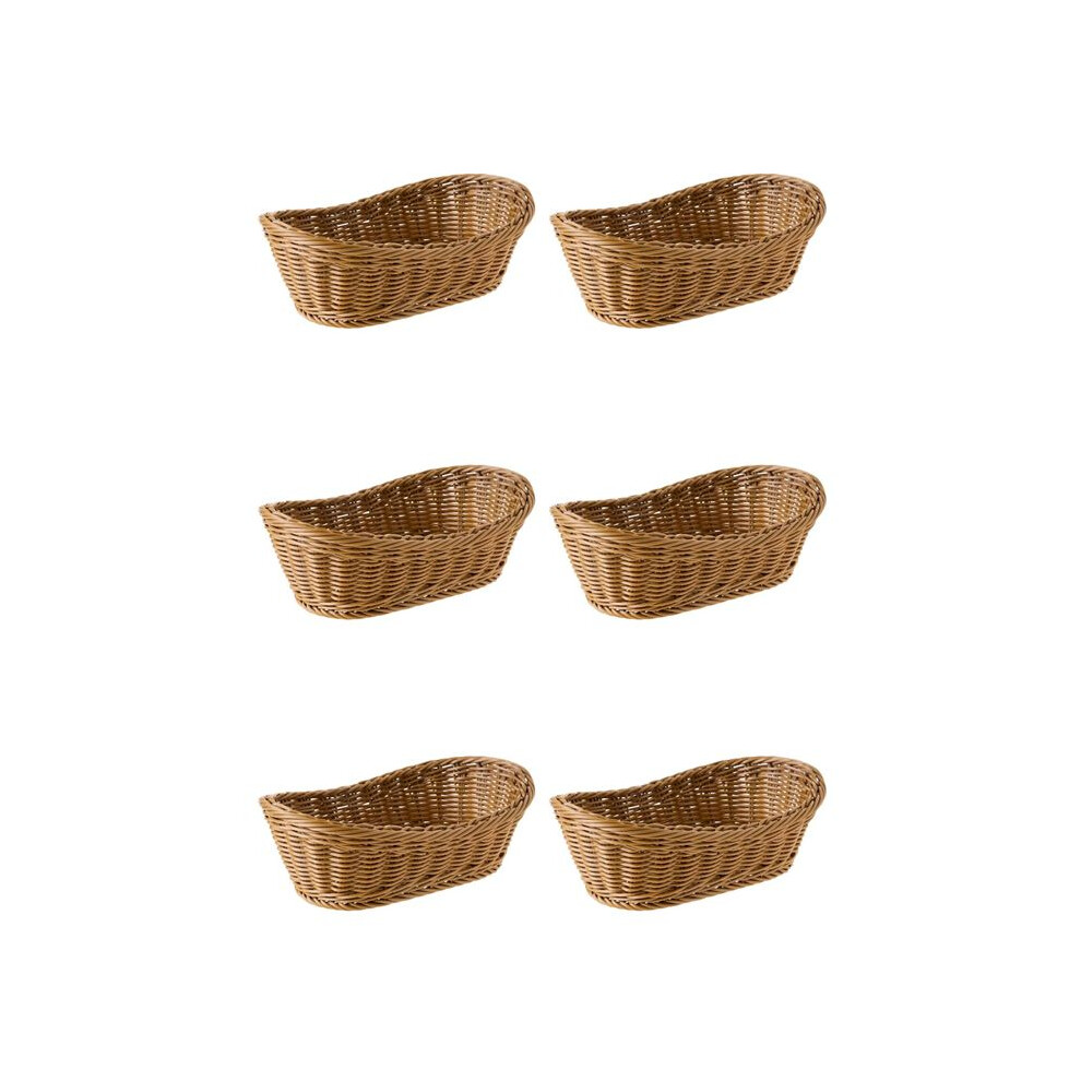 Brecantia 6X Oval Wicker Woven Basket Bread Basket Serving Basket, 11 Inch Storage Basket For Food Fruit Cosmetic Table Top