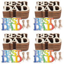 160 Stück Best DAD Unvollendetes Holzhandwerk, Geschenkanhänger mit Schnur für Vatertagsgeschenke, Papas Geburtstagsparty-Dekorationen